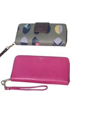 Fossil 2pc Wristlet Wallet Bundle Lot TLC Flawed Project